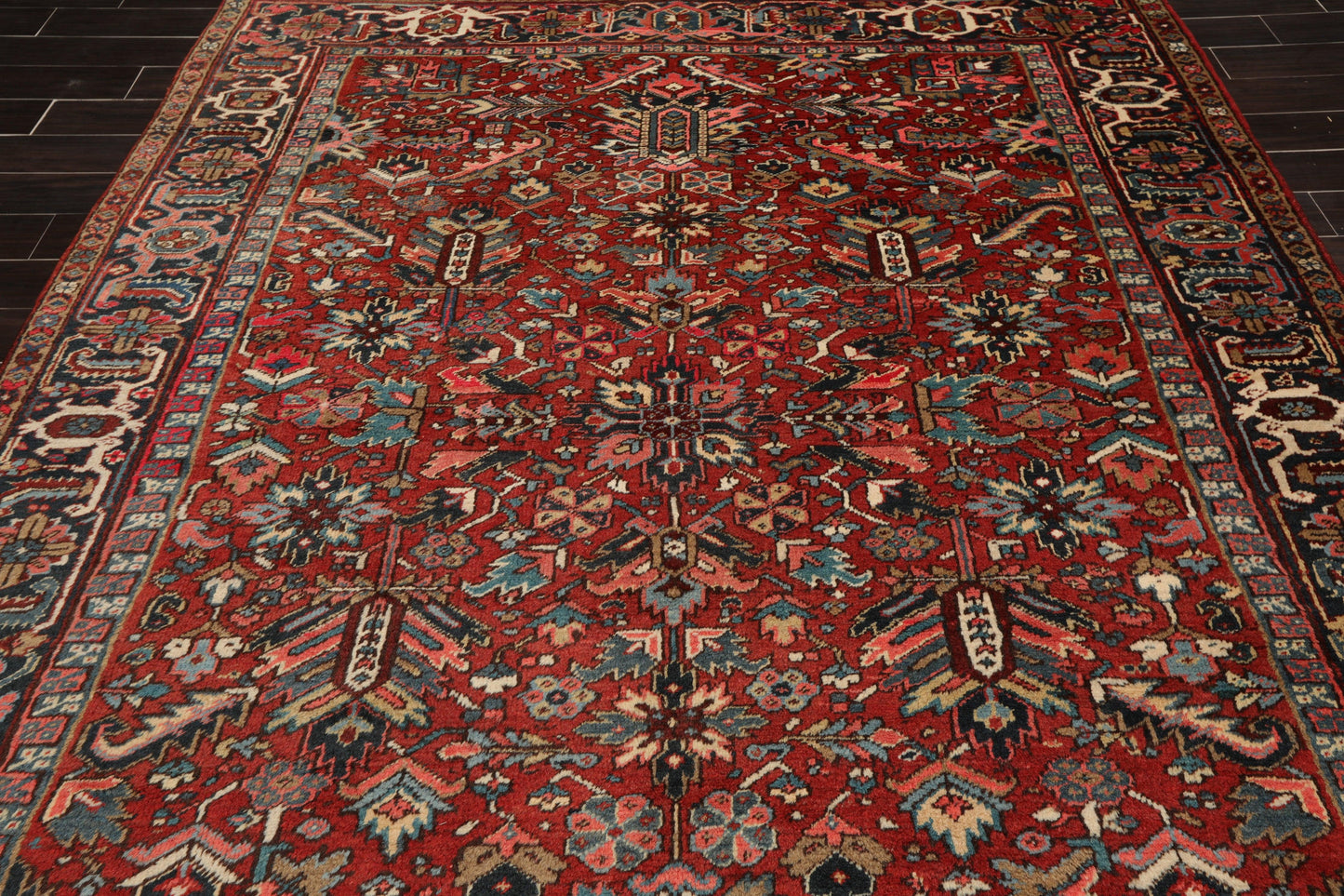 7'6"x 10'3" Hand knotted Antique Traditional Wool Oriental Area Rug Orangy Red
