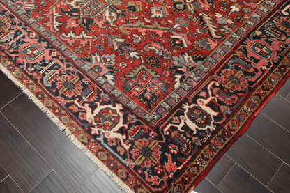 7'6"x 10'3" Hand knotted Antique Traditional Wool Oriental Area Rug Orangy Red