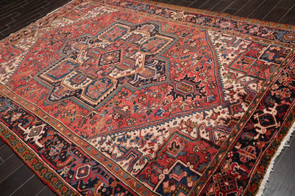 7'6" x 11'1" Early 20th century Antique Hand Knotted Wool Oriental Area Rug Apricot