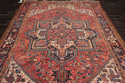 7'6" x 11'1" Early 20th century Antique Hand Knotted Wool Oriental Area Rug Apricot