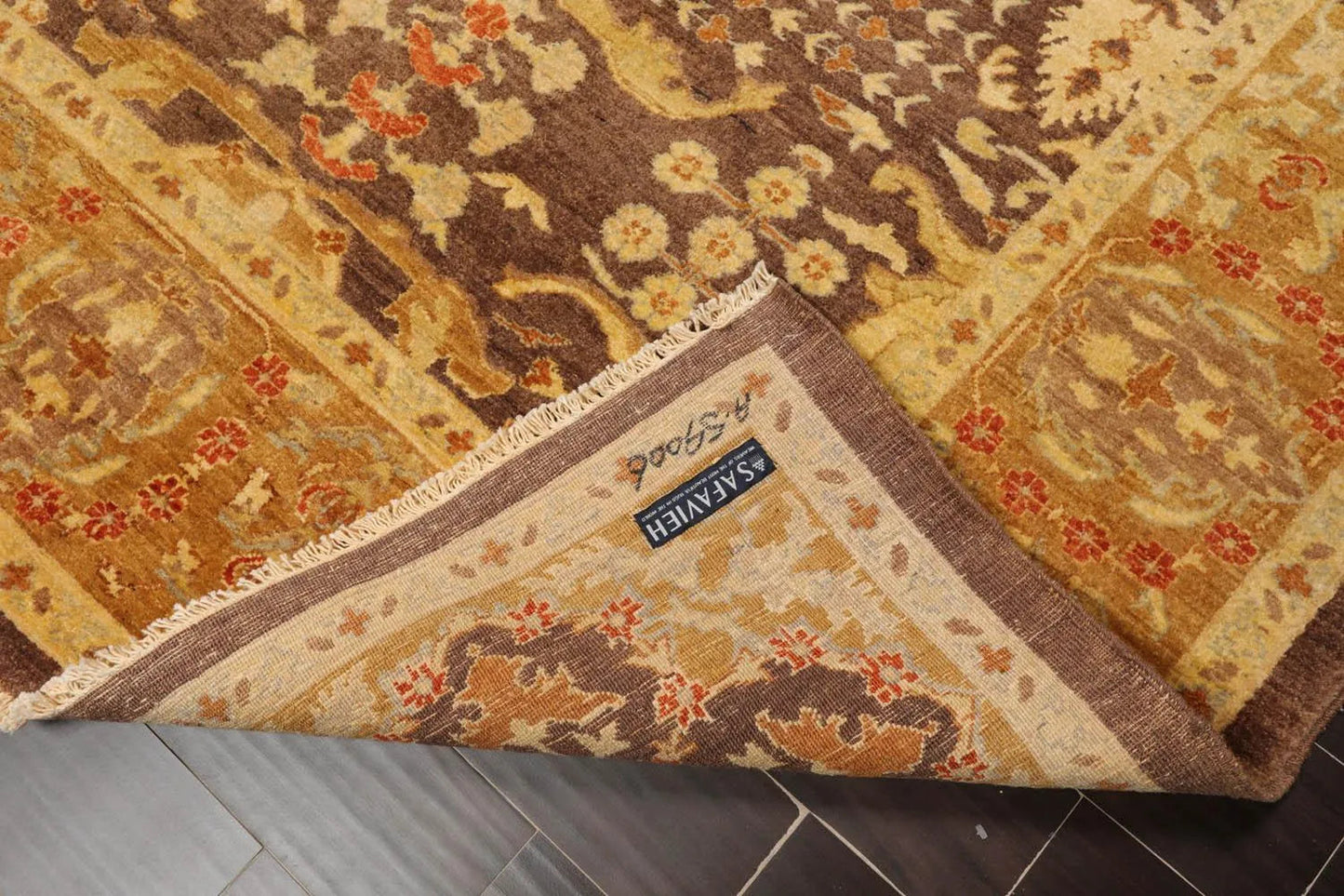 6'2''x8'10'' Hand Knotted 100% Wool Chobi Peshawar Traditional Oriental Area Rug Brown, Gold Color