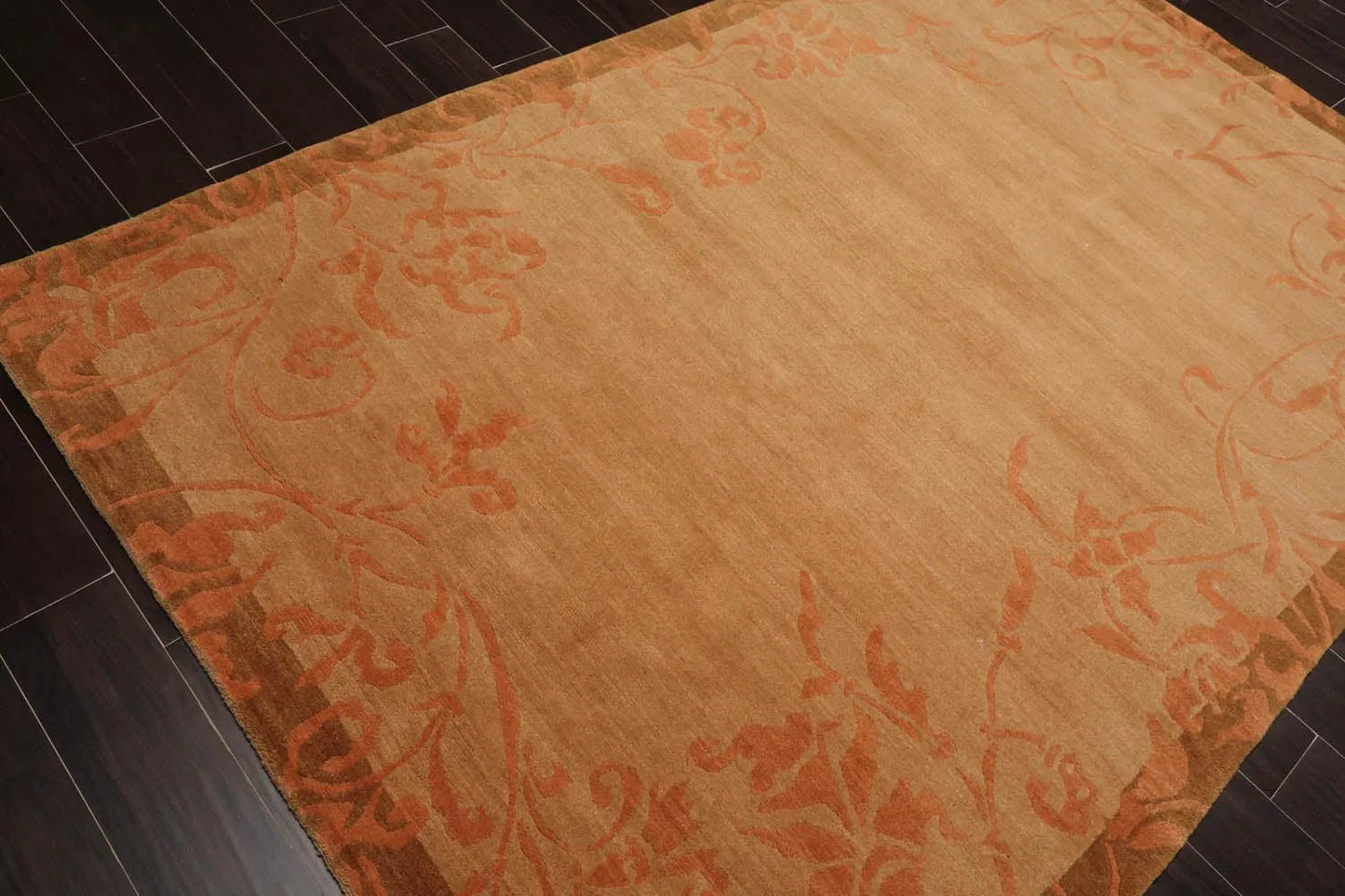 5'6''x8'6'' Hand Knotted Tibetan 100% Wool Tibetan Traditional Oriental Area Rug maple, Pale Peach Color