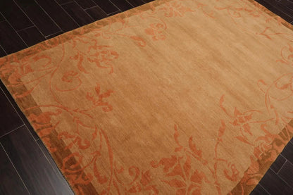 5'6''x8'6'' Hand Knotted Tibetan 100% Wool Tibetan Traditional Oriental Area Rug maple, Pale Peach Color