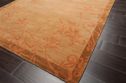5'6''x8'6'' Hand Knotted Tibetan 100% Wool Tibetan Traditional Oriental Area Rug maple, Pale Peach Color