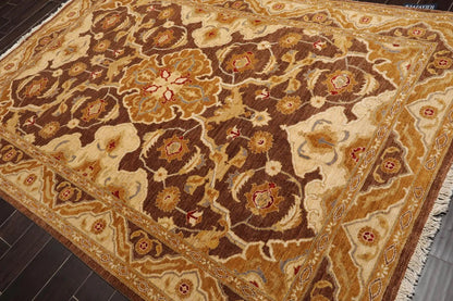 6'1''x9'3'' Hand Knotted 100% Wool Peshawar Traditional Oriental Area Rug Brown, Beige Color