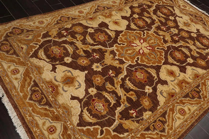 6'1''x9'3'' Hand Knotted 100% Wool Peshawar Traditional Oriental Area Rug Brown, Beige Color