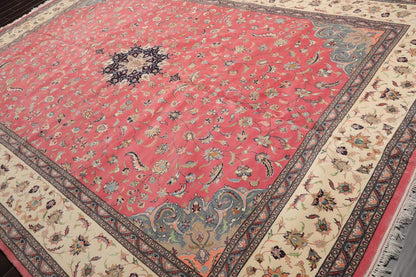 9'x13' Hand Knotted 100% Wool Nain Traditional Oriental Area Rug Raspberry, Ivory Color