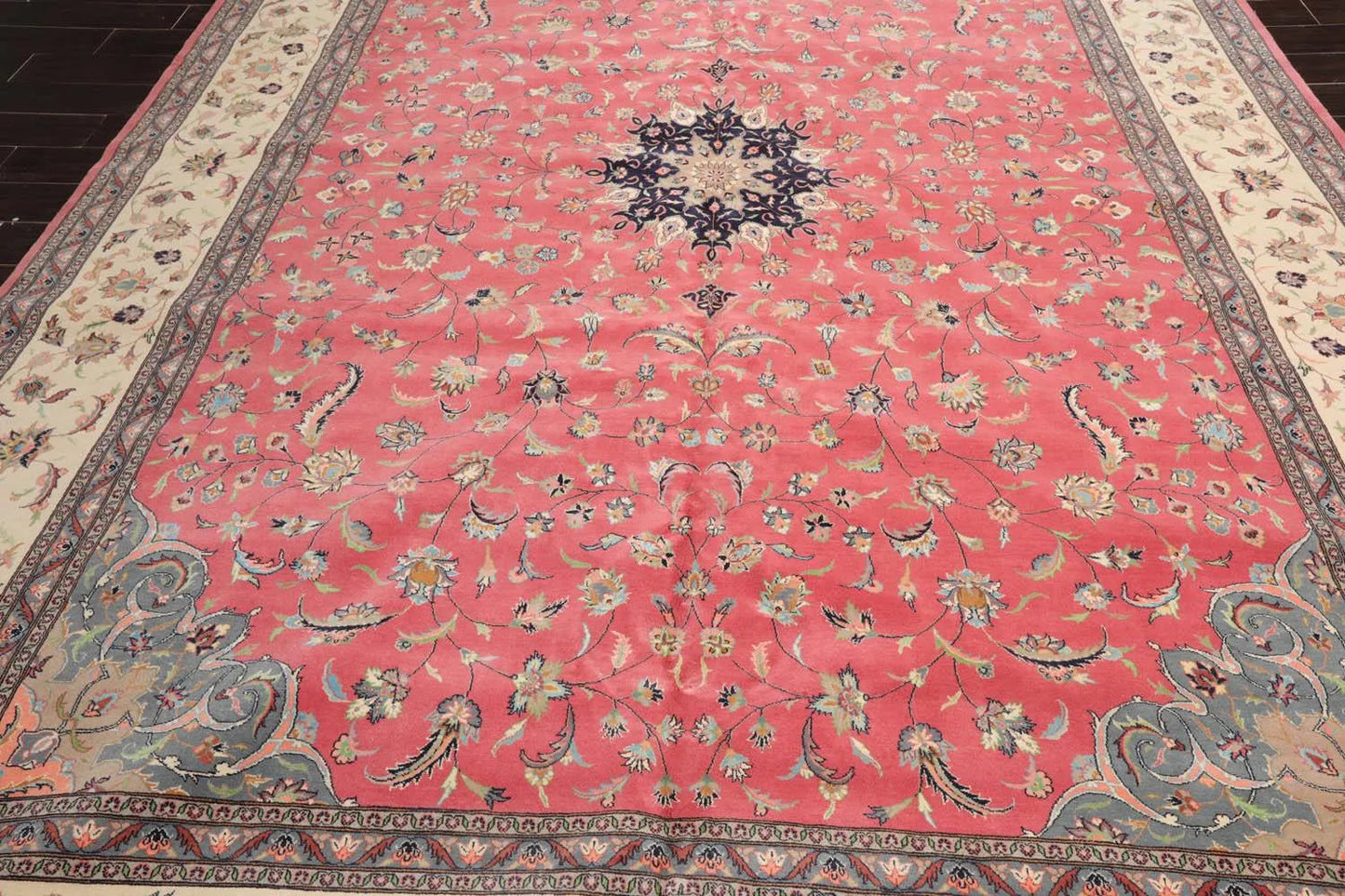 9'x13' Hand Knotted 100% Wool Nain Traditional Oriental Area Rug Raspberry, Ivory Color