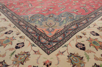 9'x13' Hand Knotted 100% Wool Nain Traditional Oriental Area Rug Raspberry, Ivory Color