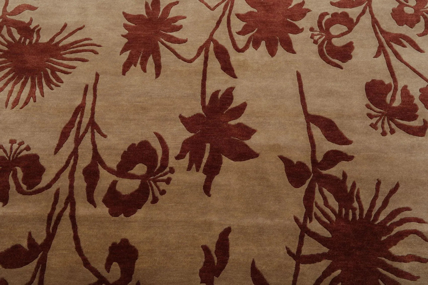 6'8'' x 8'8'' Hand Knotted Tibetan 100% Wool Botanical Oriental Area Rug Beige