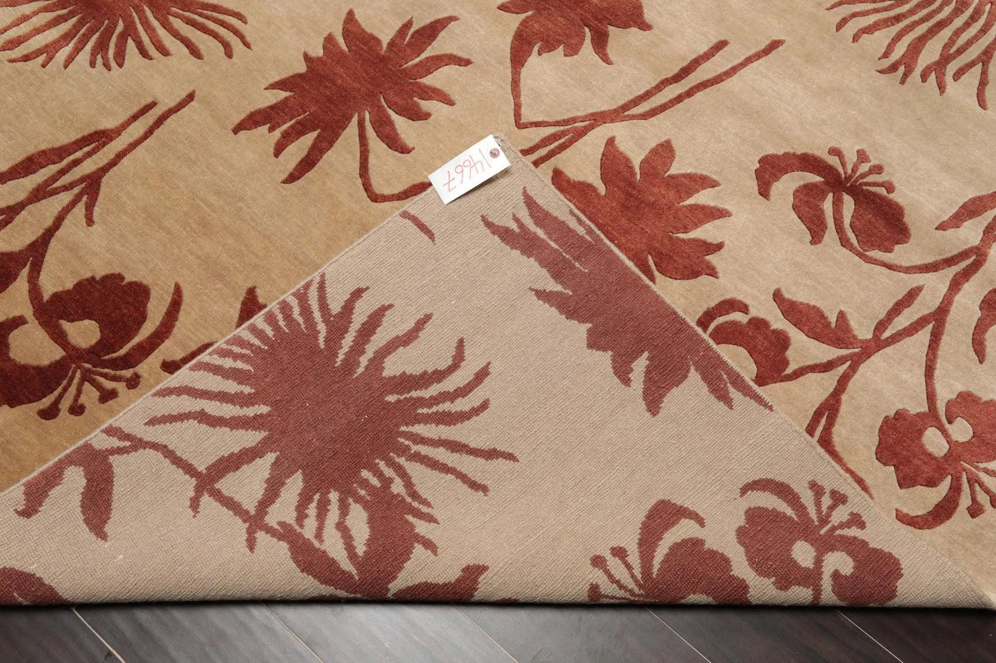 6'8'' x 8'8'' Hand Knotted Tibetan 100% Wool Botanical Oriental Area Rug Beige