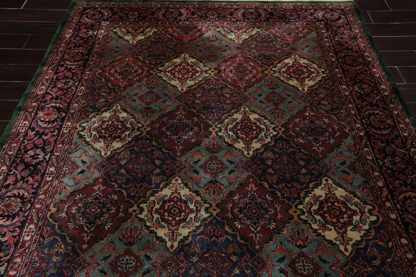 6'5'' x 9'6'' Hand Knotted Wool Multi Panel Traditional Oriental Area Rug Plum