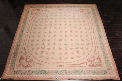 16'3''x18'6'' Hand Knotted Needlepoint 100% Wool French Aubusson Traditional Oriental Area Rug Blush, Peach Color