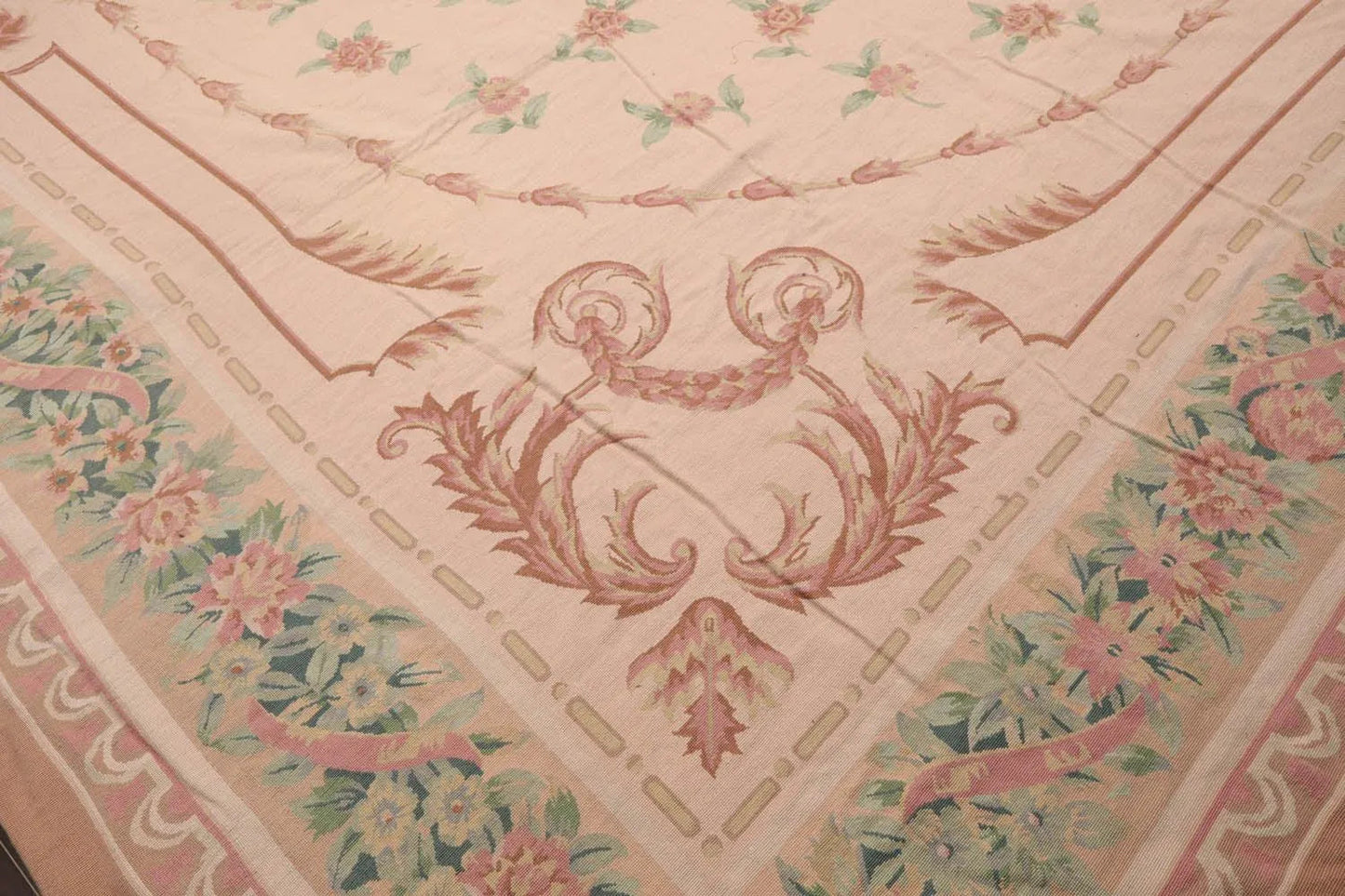 16'3''x18'6'' Hand Knotted Needlepoint 100% Wool French Aubusson Traditional Oriental Area Rug Blush, Peach Color