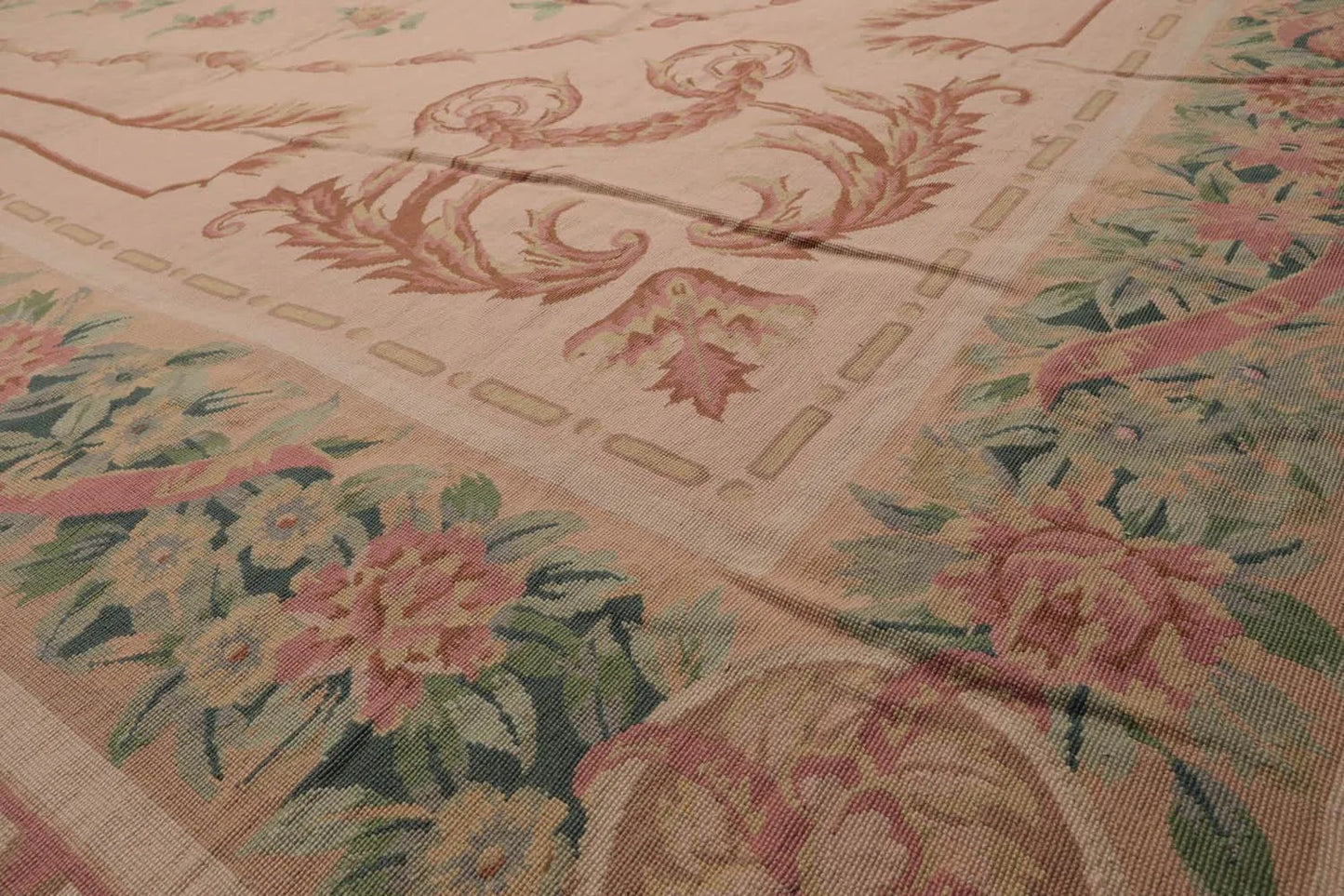16'3''x18'6'' Hand Knotted Needlepoint 100% Wool French Aubusson Traditional Oriental Area Rug Blush, Peach Color