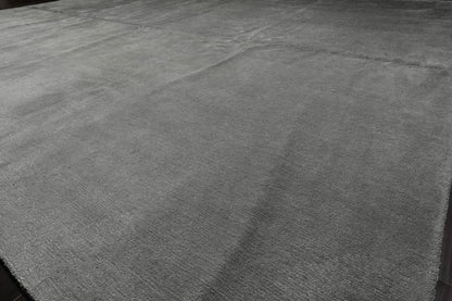 12'2''x16'2'' Gray Hand Knotted Tibetan Wool and Silk Modern & Contemporary Oriental Area Rug