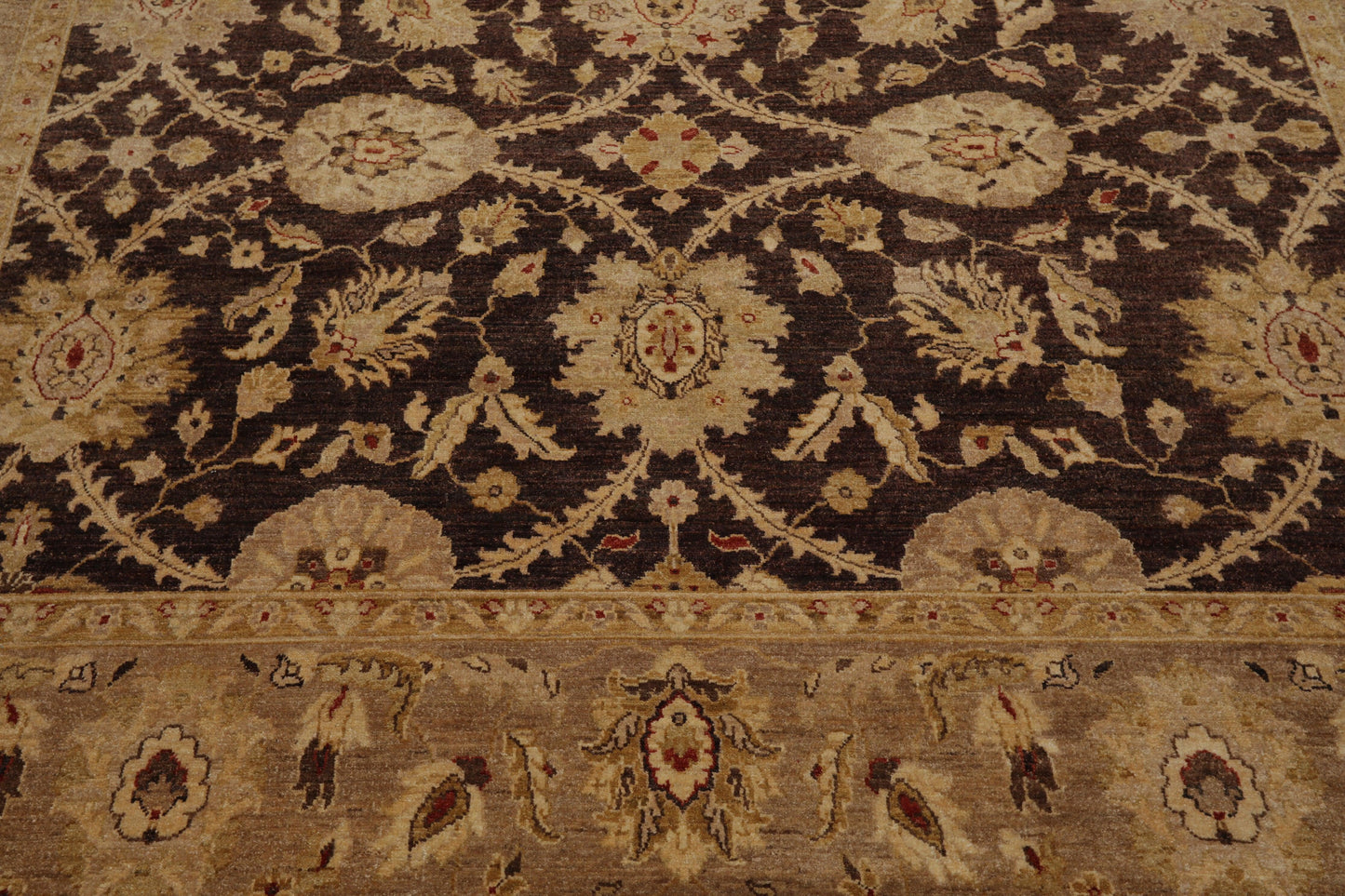 8'9" x 11'6" Hand Knotted 100% Wool Stone Wash Peshawar Oriental Area Rug Brown