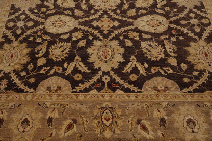 8'9" x 11'6" Hand Knotted 100% Wool Stone Wash Peshawar Oriental Area Rug Brown