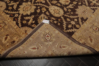 8'9" x 11'6" Hand Knotted 100% Wool Stone Wash Peshawar Oriental Area Rug Brown