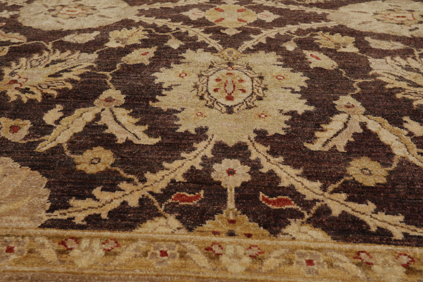 8'9" x 11'6" Hand Knotted 100% Wool Stone Wash Peshawar Oriental Area Rug Brown
