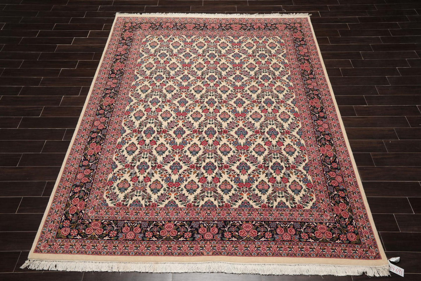 8'2" x 10'7" Hand Knotted Wool PakPersian 16/18 300 KPSI Oriental Area Rug Ivory