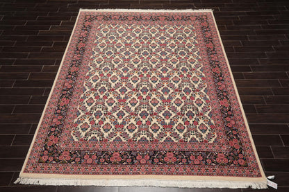 8'2" x 10'7" Hand Knotted Wool PakPersian 16/18 300 KPSI Oriental Area Rug Ivory