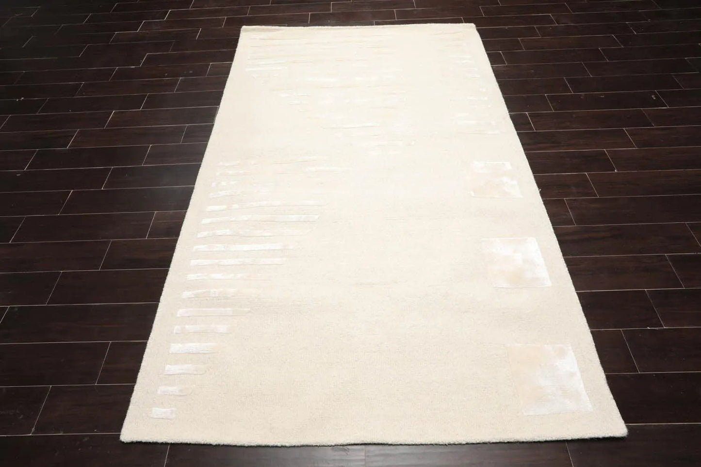 5' x8' Hand Tufted Hand Made Wool and Bamboo  Modern & Contemporary  Oriental Area Rug Tone On Tone,Ivory Color