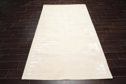 5' x8' Hand Tufted Hand Made Wool and Bamboo  Modern & Contemporary  Oriental Area Rug Tone On Tone,Ivory Color