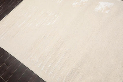 5' x8' Hand Tufted Hand Made Wool and Bamboo  Modern & Contemporary  Oriental Area Rug Tone On Tone,Ivory Color