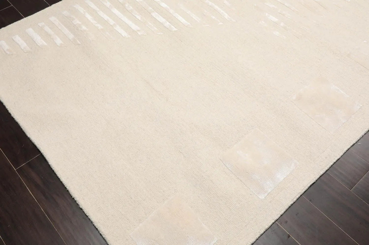 5' x8' Hand Tufted Hand Made Wool and Bamboo  Modern & Contemporary  Oriental Area Rug Tone On Tone,Ivory Color