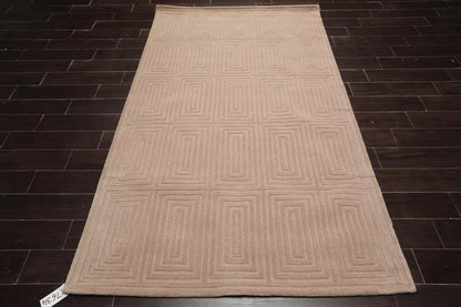 5' x8' Hand Tufted Hand Made 100% Wool  Modern & Contemporary  Oriental Area Rug Tone On Tone,Tan Color
