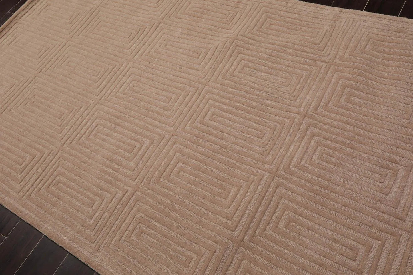 5' x8' Hand Tufted Hand Made 100% Wool  Modern & Contemporary  Oriental Area Rug Tone On Tone,Tan Color
