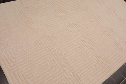 5' x8' Hand Tufted Hand Made 100% Wool Designer Modern & Contemporary  Oriental Area Rug Tone On Tone,Beige Color