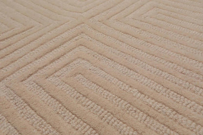 5' x8' Hand Tufted Hand Made 100% Wool Designer Modern & Contemporary  Oriental Area Rug Tone On Tone,Beige Color
