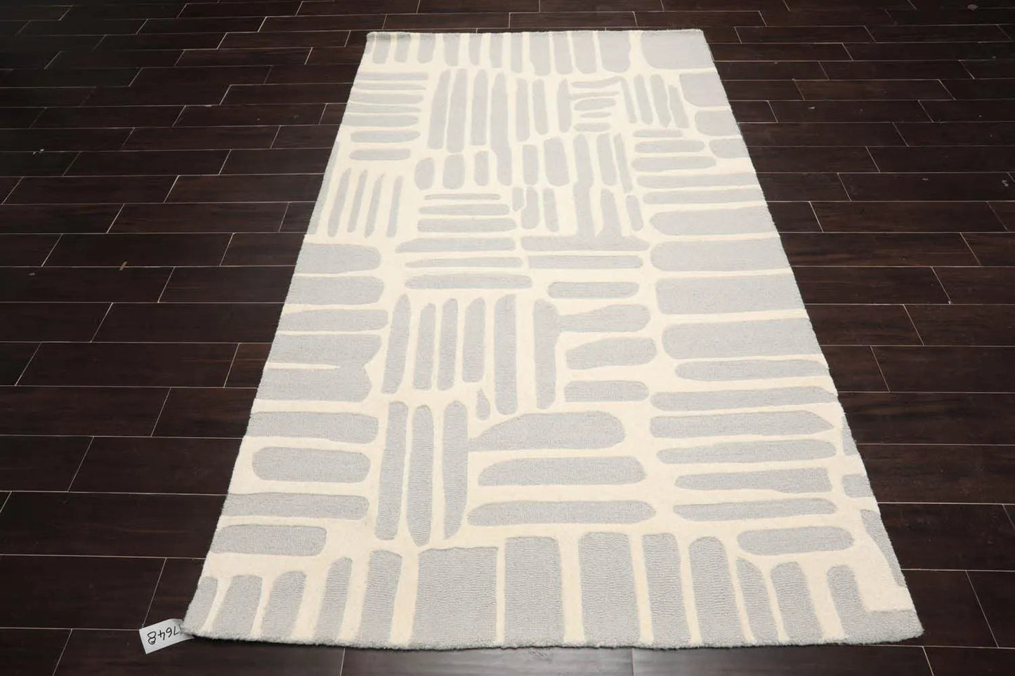 5' x8' Hand Tufted Hand Made 100% Wool Designer Modern & Contemporary  Oriental Area Rug Gray,Cream Color