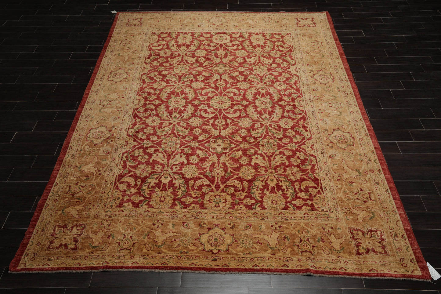 9'2" x 12' Hand Knotted Peshawar Stone wash Vegetable dyes Area Rug Rusty Red
