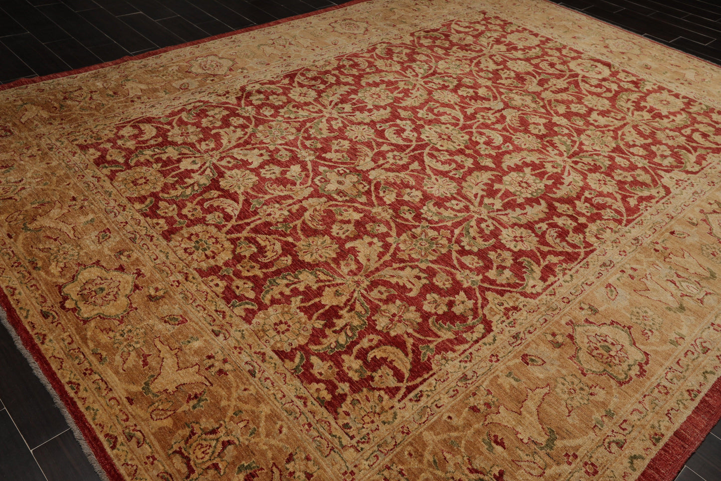 9'2" x 12' Hand Knotted Peshawar Stone wash Vegetable dyes Area Rug Rusty Red