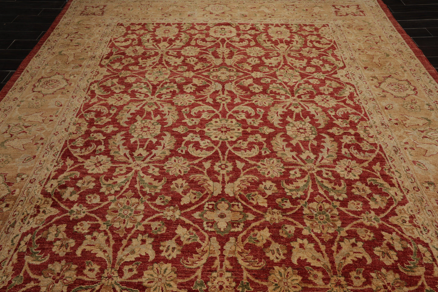 9'2" x 12' Hand Knotted Peshawar Stone wash Vegetable dyes Area Rug Rusty Red
