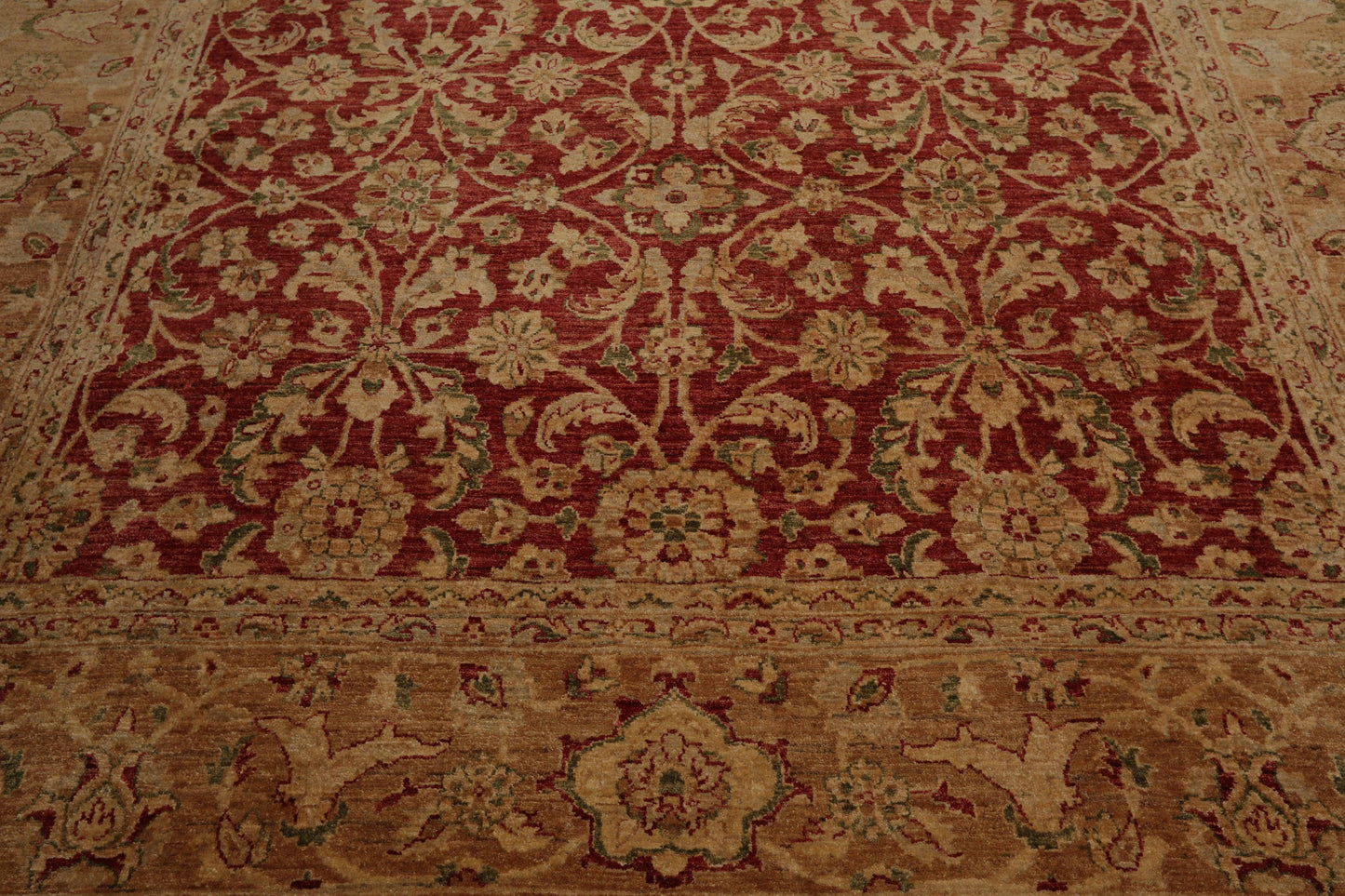 9'2" x 12' Hand Knotted Peshawar Stone wash Vegetable dyes Area Rug Rusty Red