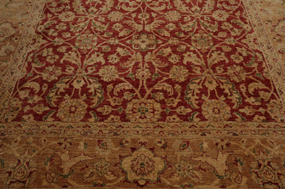 9'2" x 12' Hand Knotted Peshawar Stone wash Vegetable dyes Area Rug Rusty Red