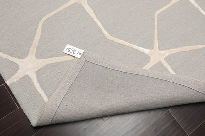 5' x8' Hand Tufted Hand Made 100% Wool Designer Modern & Contemporary  Oriental Area Rug Gray,Ivory Color