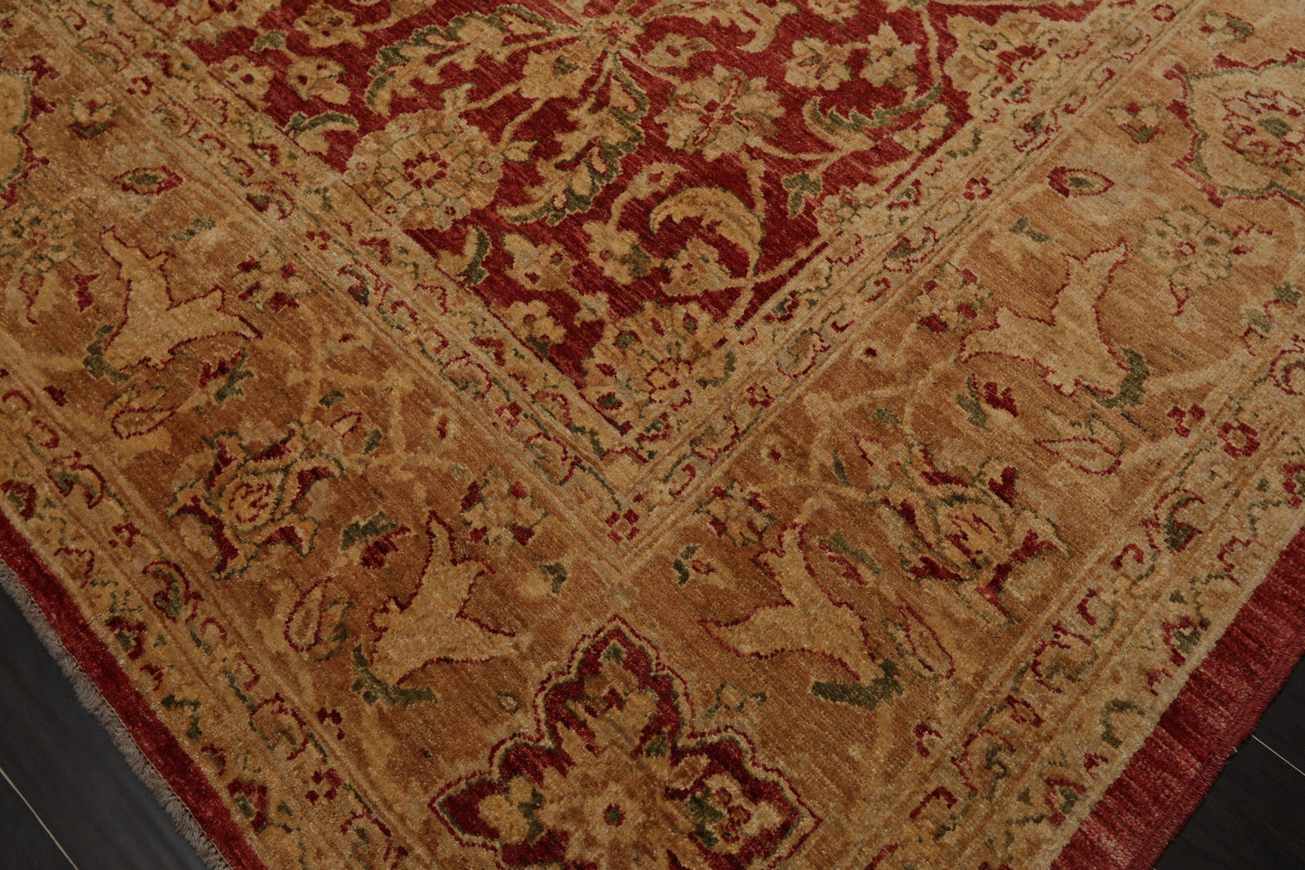 9'2" x 12' Hand Knotted Peshawar Stone wash Vegetable dyes Area Rug Rusty Red