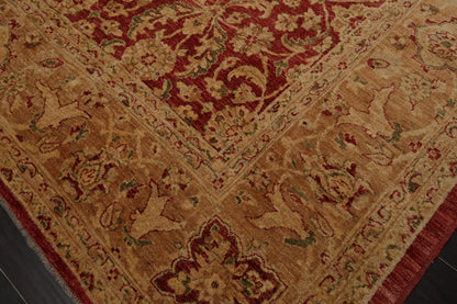 9'2" x 12' Hand Knotted Peshawar Stone wash Vegetable dyes Area Rug Rusty Red