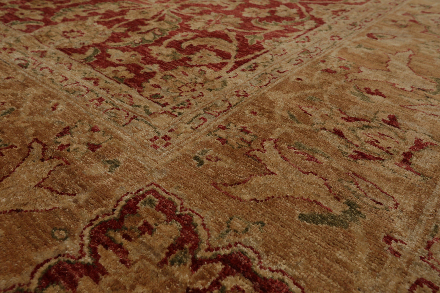 9'2" x 12' Hand Knotted Peshawar Stone wash Vegetable dyes Area Rug Rusty Red