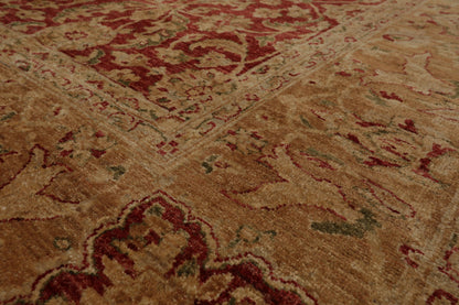 9'2" x 12' Hand Knotted Peshawar Stone wash Vegetable dyes Area Rug Rusty Red