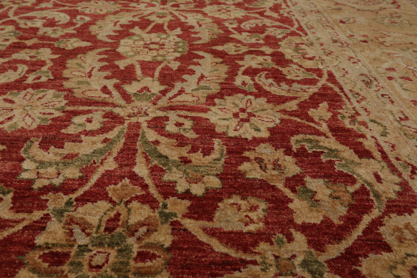 9'2" x 12' Hand Knotted Peshawar Stone wash Vegetable dyes Area Rug Rusty Red