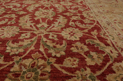 9'2" x 12' Hand Knotted Peshawar Stone wash Vegetable dyes Area Rug Rusty Red
