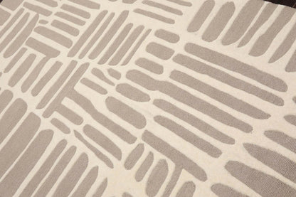 5' x8'' Hand Tufted Hand Made 100% Wool Designer Modern & Contemporary  Oriental Area Rug Taupe,Ivory Color