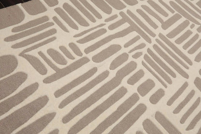 5' x8'' Hand Tufted Hand Made 100% Wool Designer Modern & Contemporary  Oriental Area Rug Taupe,Ivory Color