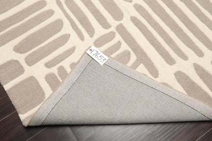 5' x8'' Hand Tufted Hand Made 100% Wool Designer Modern & Contemporary  Oriental Area Rug Taupe,Ivory Color